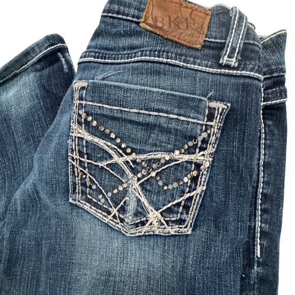 BKE Denim - BKE Mya Jeans Womens 28 Bootcut Y2K Embellished Flap Pocket Dark Wash Denim